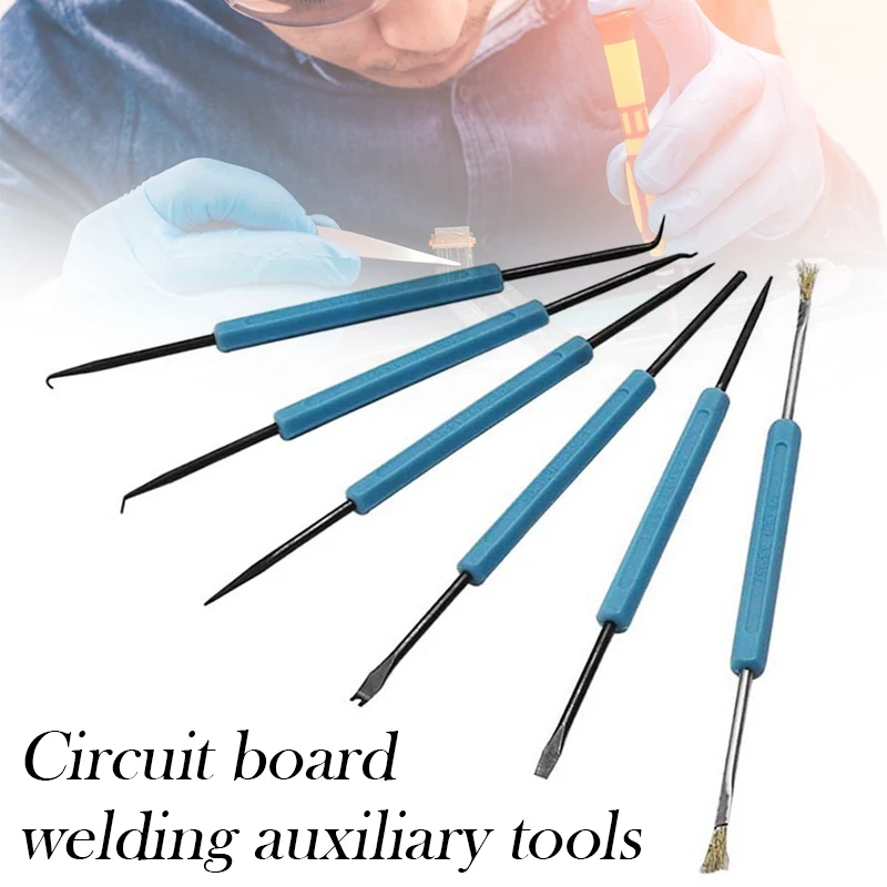 

6 шт. Ремонт сварочных инструментов многофункциональный Двусторонняя набор для паяльных работ для ремонта печатных плат пайки QP2