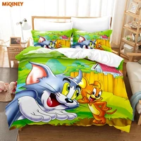 miqiney mouse jerry bedding set single twin full queen king size cat and tom bed set aldult kid bedroom duvetcover sets