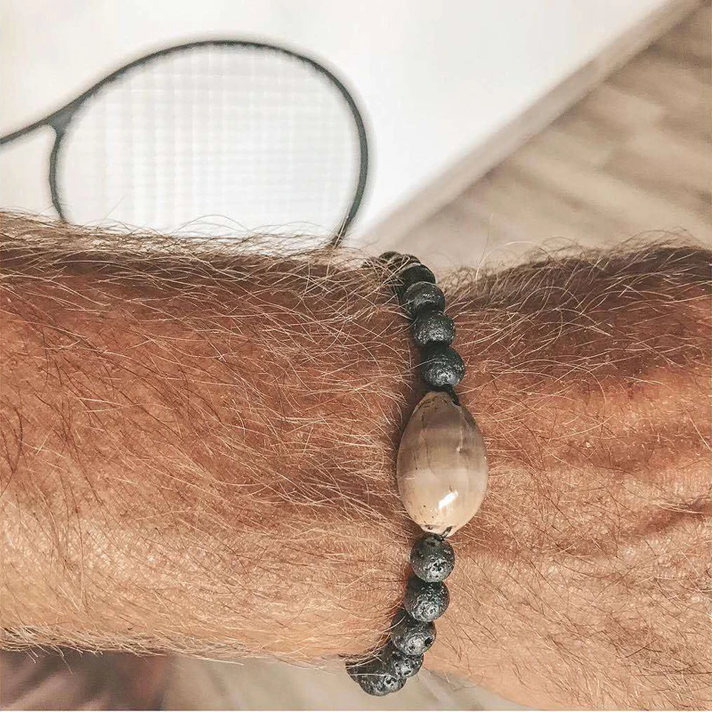 Богемные бусы из натурального камня браслет для мужчин ручная работа лава камень