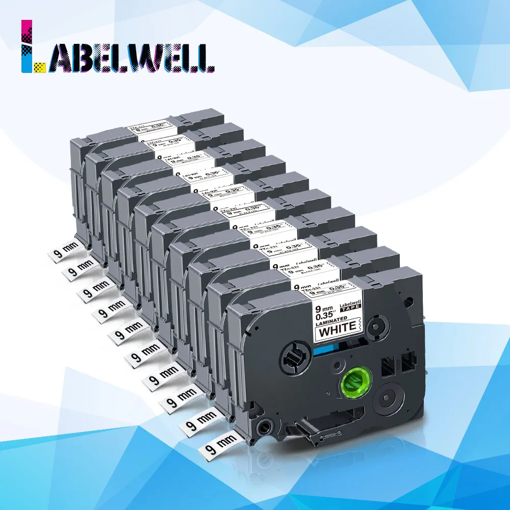 Labelwell 10 шт. совместимый для ламинированная этикетка лента 221 черная и белая с