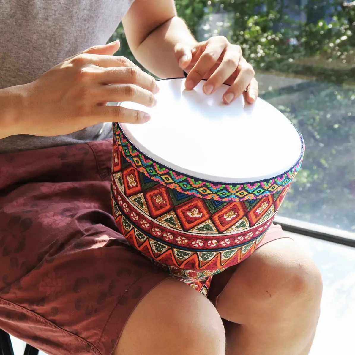8 дюймов ПВХ Африканский Djembe барабан красочные ткани искусства ABS баррель кожи детей ручной барабан