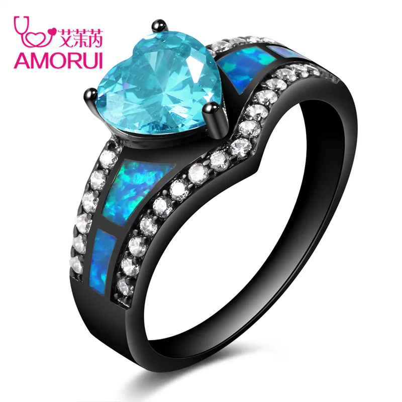 Обручальные кольца AMORUI для женщин винтажные Свадебные с черным золотым радужным