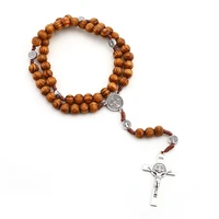 christian catholic gifts vintage jesus cross rosary necklace jewelry on the neck zinc alloy solid wood material 2021 jewelry