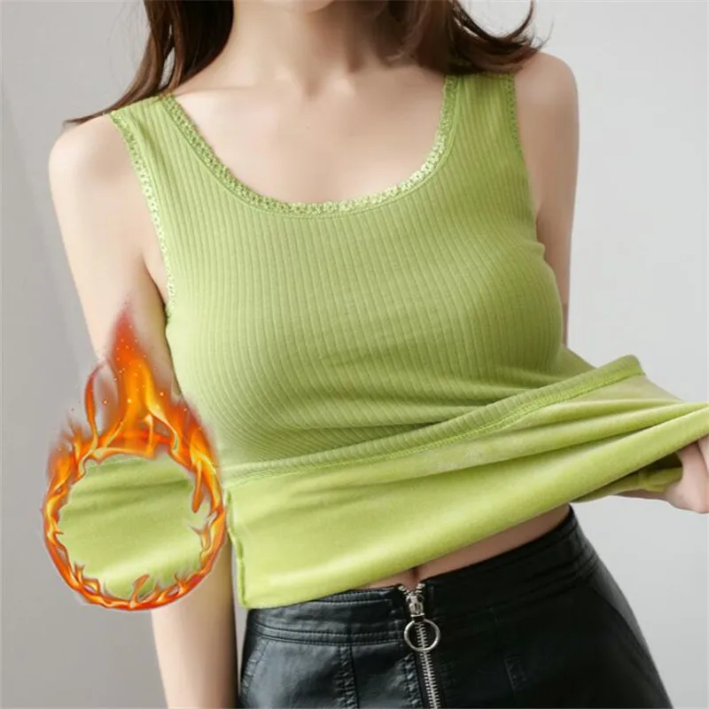 Женский хлопковый топ на бретелях с круглым вырезом авокадо зеленого цвета