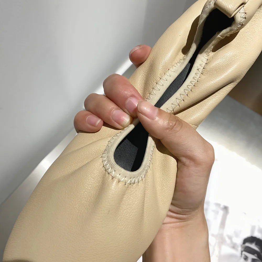 

Women's soft sheepskin slip-on ballet flats square toe leisure comfrotable pleated moccasins casual pregnant daily shoes women