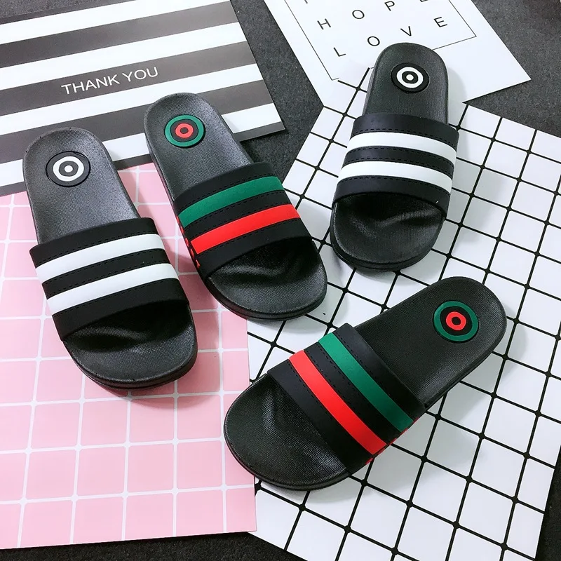 

Summer Kids Slippers Boys Sandals PVC Non-slip Flat Children Beach Shoes Fashion Stripes Girls Bathroom Flip Flop Home Slippers