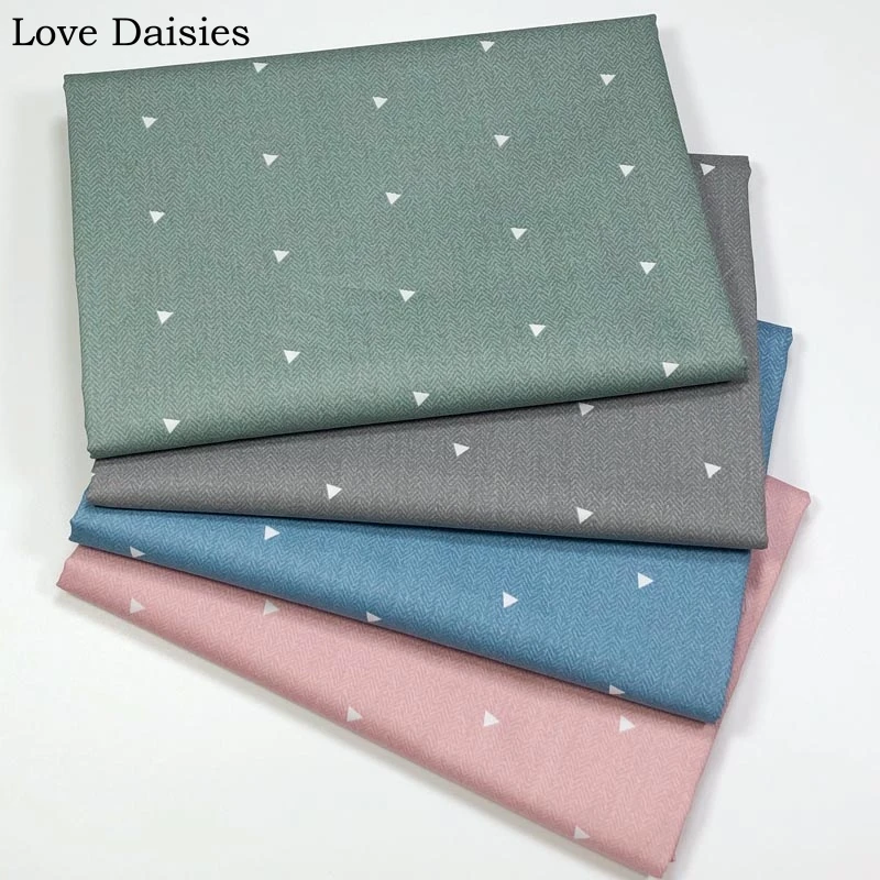 Саржа в елочку из 100% хлопка зеленая серая синяя розовая ткань с тремя