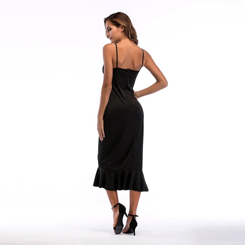 

2020 dress women's fashion sexy spring and summer models women's new V-neck waist bag hip strap fishtail dress