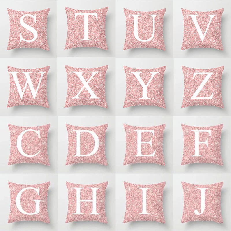 

45x45cm Pink Metal Letter super soft polyester Peach Skin Hump pillowcases decorative pillows Sofa Cushion Cover Home Decoration