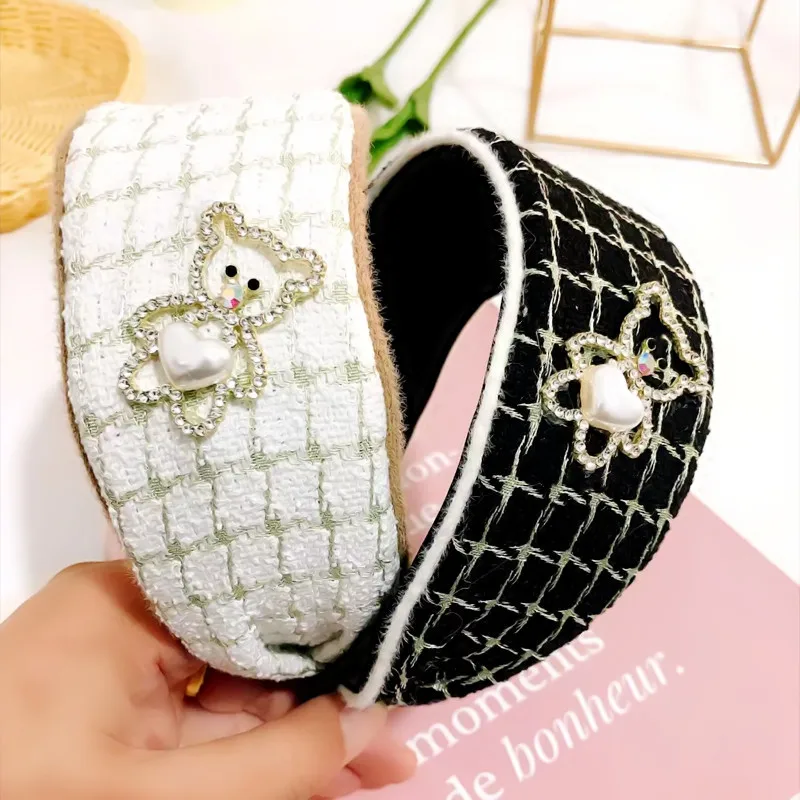 

Обруч для волос в ретро-стиле Женский, повязка на голову из бархатной ткани вечерние милым медведем, вечерний аксессуар для волос