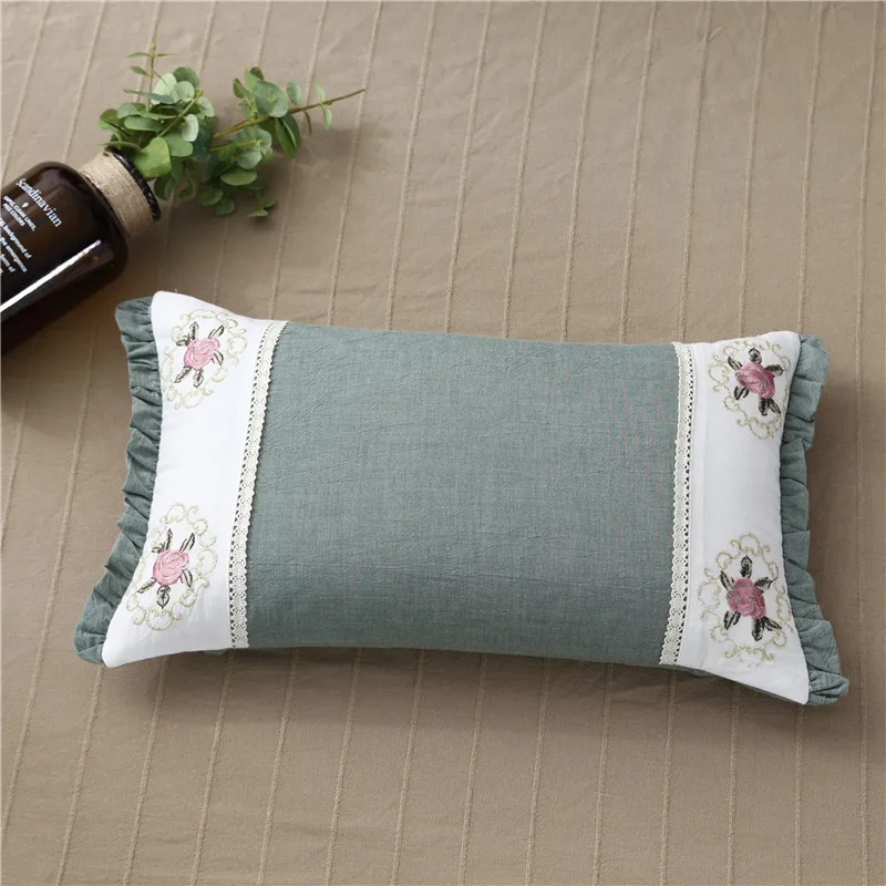 Подушка для шеи 30 х50 см из хлопка с вышивкой | Дом и сад