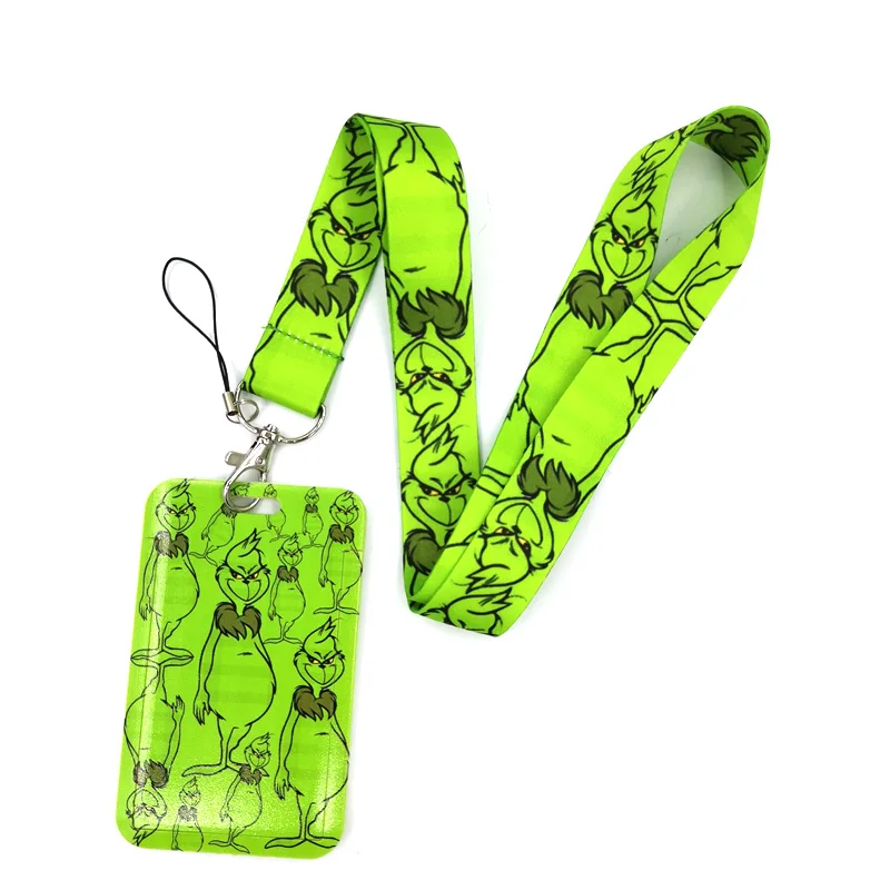 Christmas Cats Green Art Cartoon Anime Fashion Lanyards Bus ID Name Work Card Holder Accessories Decorations Kids Gifts