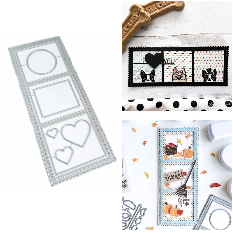 

Essential Circle Square Heart Nesting Frame Metal Cutting Dies Set For DIY Scrapbooking Craft Album Paper Cards 2020 Hot