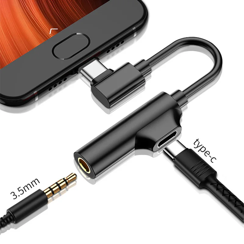 USB Type C To 3.5mm Aux Audio Adapter Usb Extension Cable with Light Interface 1 2 for Smart Phone | Мобильные телефоны и