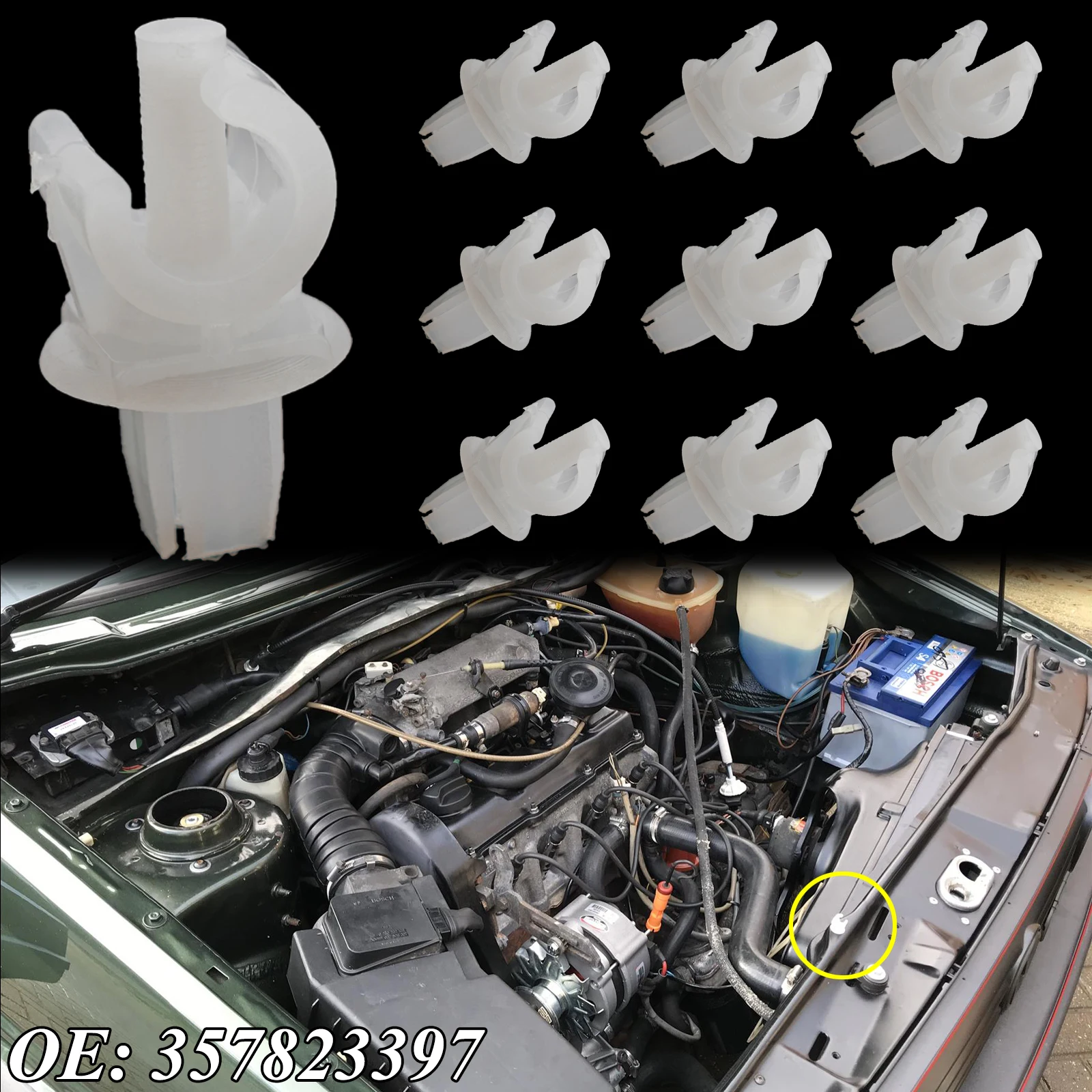 

10 шт., опора для капота, опора, крепеж, зажим, фиксатор, зажим для VW Jetta Polo Golf Transporter T4 T5 Beetle 357823397 Держатель