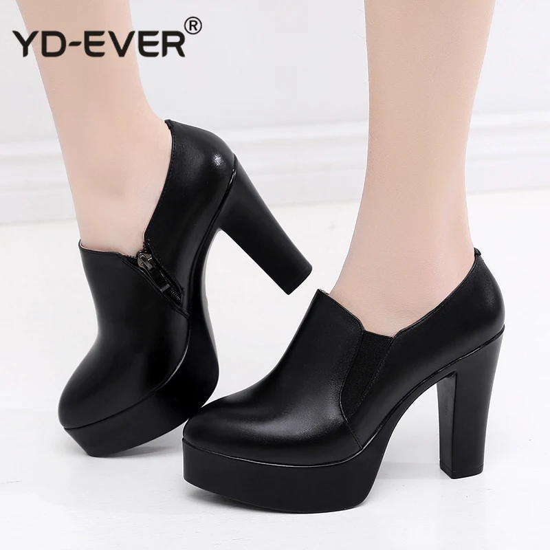 Туфли лодочки женские на толстом каблуке кожаная обувь платформе заостренный