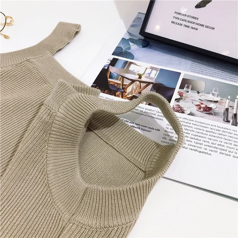 

Fashion Sweater Knit Dresses for Women Midi Sexy Sleeveless Spaghetti Strap Slim Casual Holiday Robes Vestidos Harajuku Korean