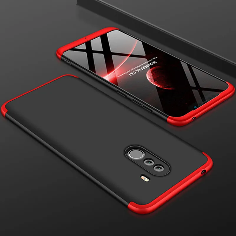 3-в-1 Стекло+ бронированный чехол для телефона xiaomi pocophone F1 case 360 Жесткий ПК анти-противоударный бампер чехол pocofone f1 оригинальным стеклянным корпусом xiaomi pocophone f1 чехол на Покофон Ф1 чехол