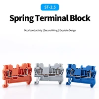 1pcs din rail terminal block st 2 5 return pull type spring connection connector screwless copper 10pcs wire conductor st2 5