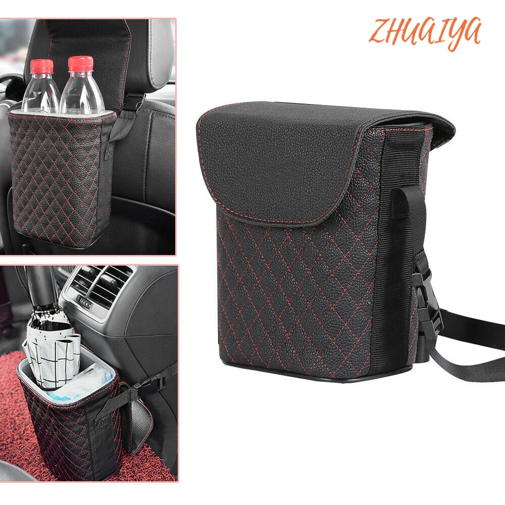 Кожаная Автомобильная корзина для мусора автомобильный органайзер коробка