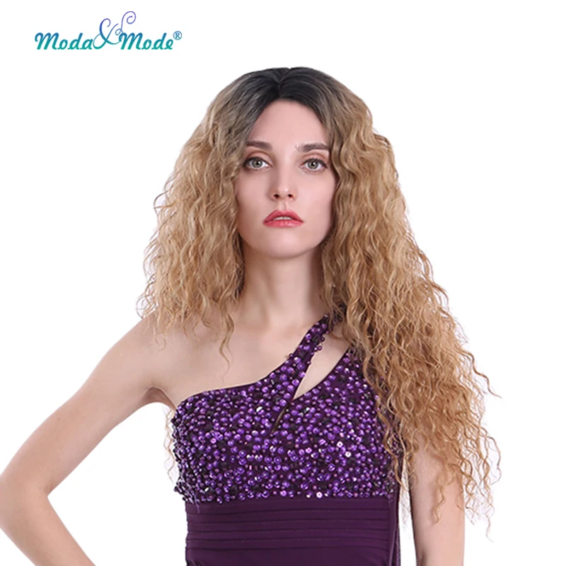 Moda &amp Mode 30 &quotДлинный свободный кудрявый парик Омбре блонд синтетический для