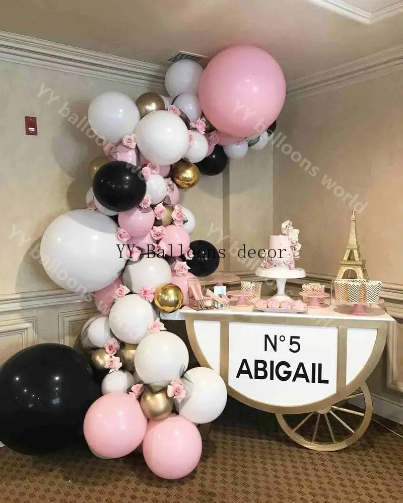 Adf01 арочный комплект Macaron серый розовый черный золотой Baby1st с днем рождения