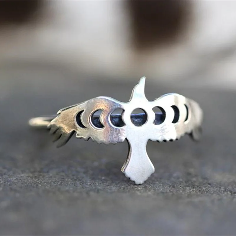 Кольцо Ворон ведьмы фазы Луны ворона кольца женские на палец вечерние женщин