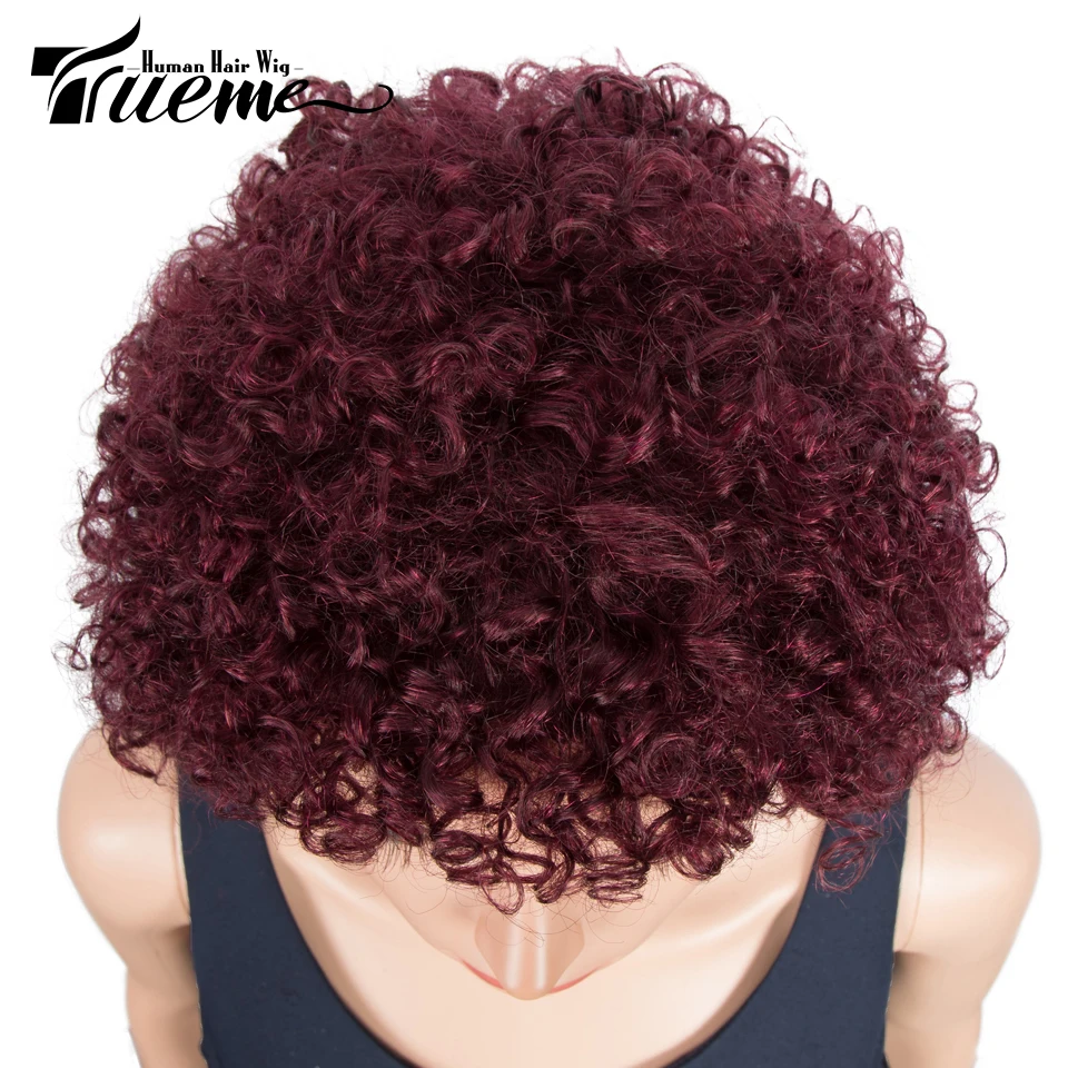 Парик из натуральных кудрявых волос Trueme, для женщин, бразильский парик Реми, короткий кудрявый, стрижка Пикси, смешанный цвет красного, кори... от AliExpress WW