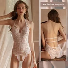 Сексуальное прозрачное тело, кружево, V-образный вырез, сексуальное миди, сетка для рыбалки, с длинным рукавом, с открытой спиной, тонкие комбинезоны для клувечерние