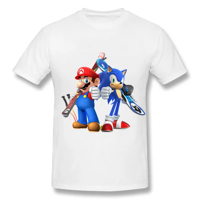 Забавные футболки для мальчиков и девочек с принтом Соник Ежик Супер Марио