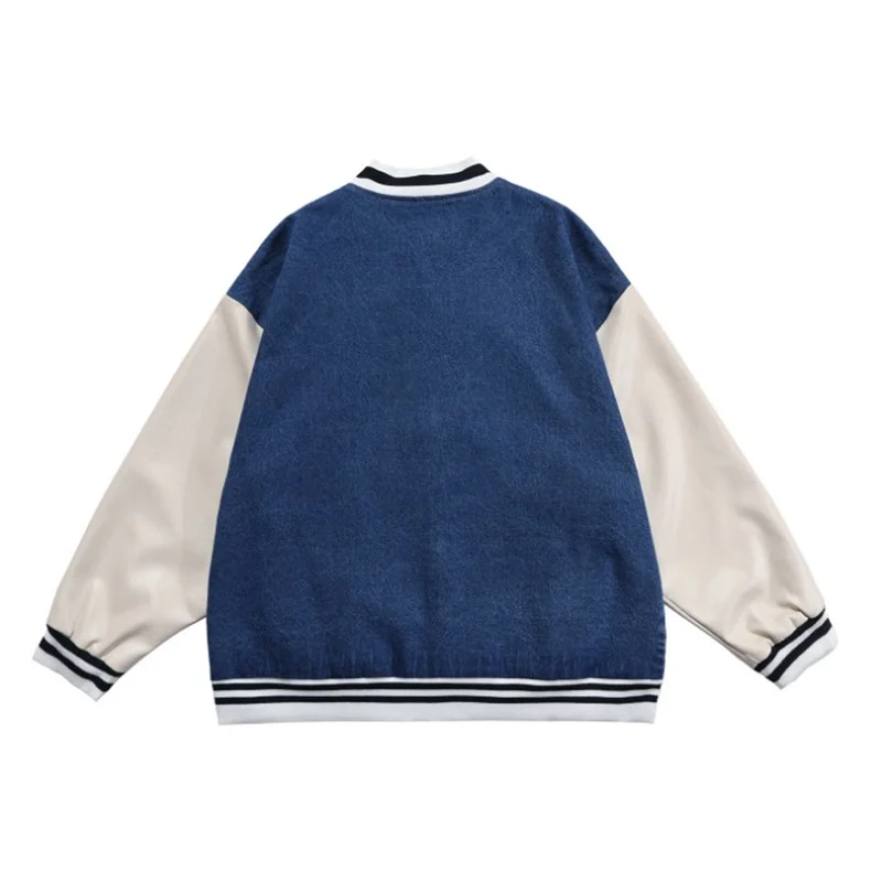 

Summer coat Hip Hop Denim Patchwork Color Block Jackets Ms Harajuku Streetwear Bomber Jacket Woman Baseball Coats Unisex