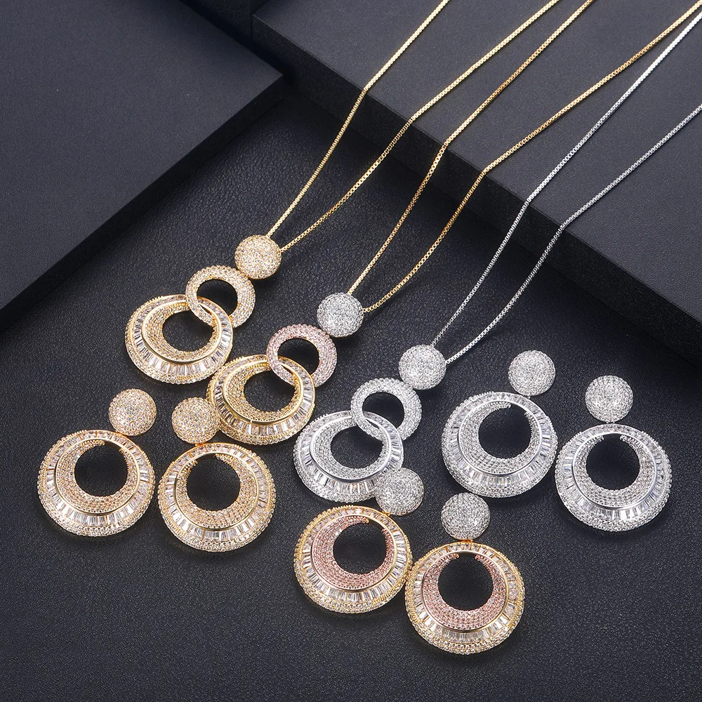 Janeklly Трендовое свадебное ожерелье серьги для женщин аксессуары полный