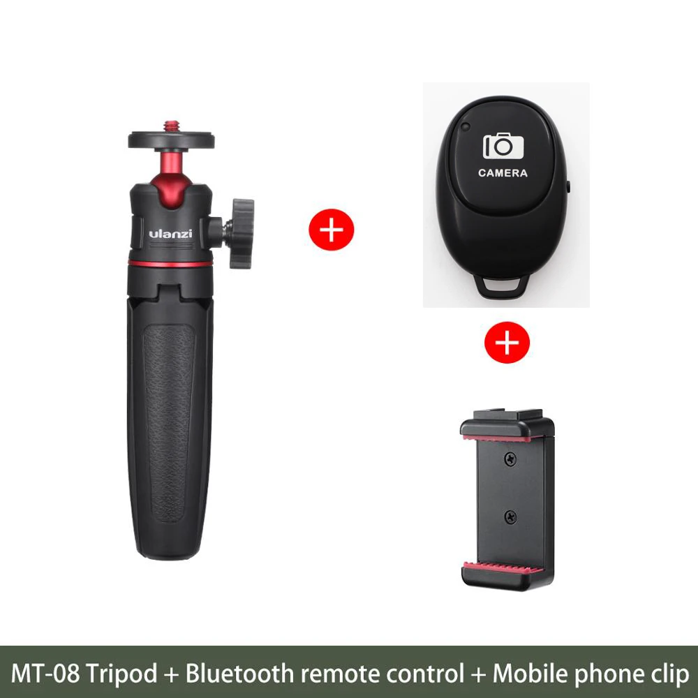 with remote clip Ulanzi MT-08 Настольный Выдвижной Штатив с 1/4 винтом для DSLR камер смартфон микрофон светодиодный светильник для Vlogging - Цвет: with remote clip