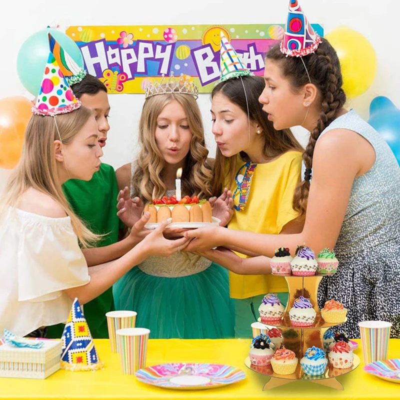 Золотая подставка для торта 3 яруса картонная еда искусственное украшение