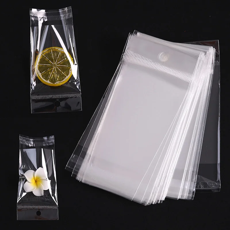 100Pcs Transparent Plastic OPP Hang Self Adhensive Pouches Gift Jewelry Bag And Packaging For Party Wedding Engagement Beads - купить по