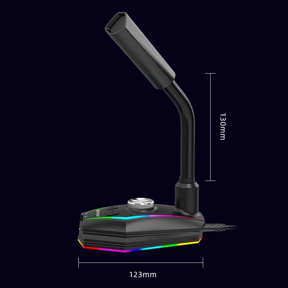 Настольная емкостная звуковая карта USB микрофон RGB компьютер с динамиком