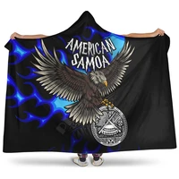 american samoa polynesian hooded blanket eagle with flame blue printed wearable blanket adults kids various types hooded blanket