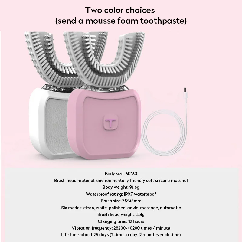 

New U Type Sonic Electric Toothbrush USB Charging Lazy Automatic Tooth brush 360 Degrees Whitening Cleaning Tool Brush Oral Care