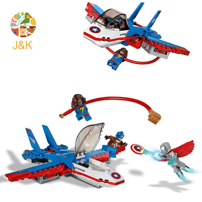 76076 Супер Герои серии Капитан Америка Jet Pursuit супер адаптоиды модель строительные
