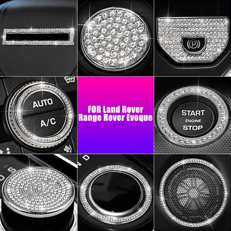 

Car Crystal Diamond Multimedia Buttons Cover Knob Steering Wheel For Land Rover Range Rover Evoque 2014 2015 2016 2017 2018