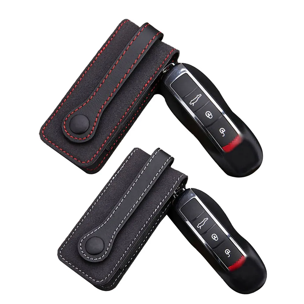 

1Pcs Leather Car Key Case For Porsche Cayenne Panamera Macan Cayman 911 718 Car Decorative Key Interior Accessories Car Styling
