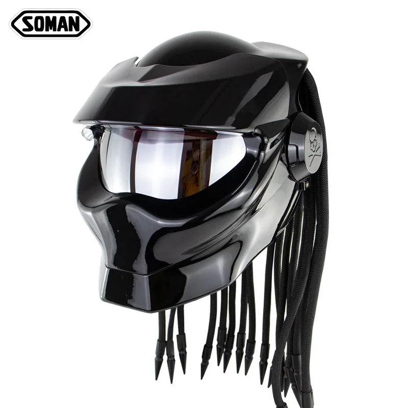Verkaufen Persönlichkeit Trend Eisen Krieger Motorrad Helm Retro Braid Volle Helm Laser Schutzhelm Kreuz Land Helm