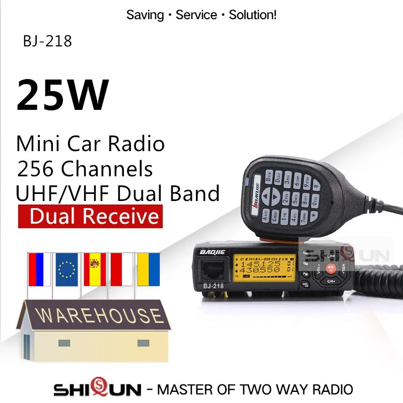 25W Baojie BJ-218 Z218 Mobile Car Walkie Talkie 10 KM Dual Band VHF UHF Mini Car Radio 10 KM 20/25W BJ 218 BJ-318 KT8900 KT8900R