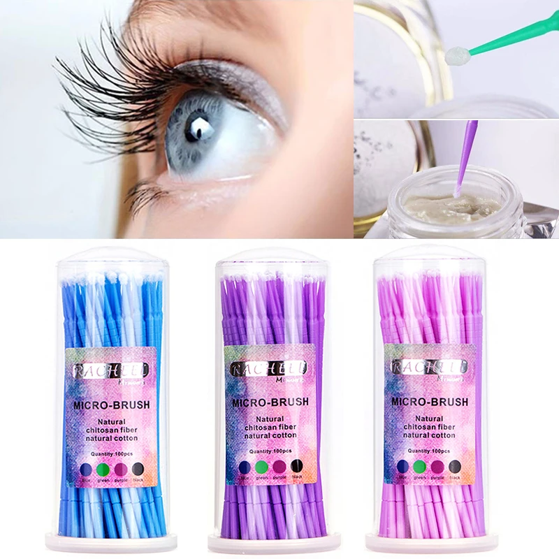 100 шт./лот одноразовые кисти для ресниц тампоны микрокисти инструменты