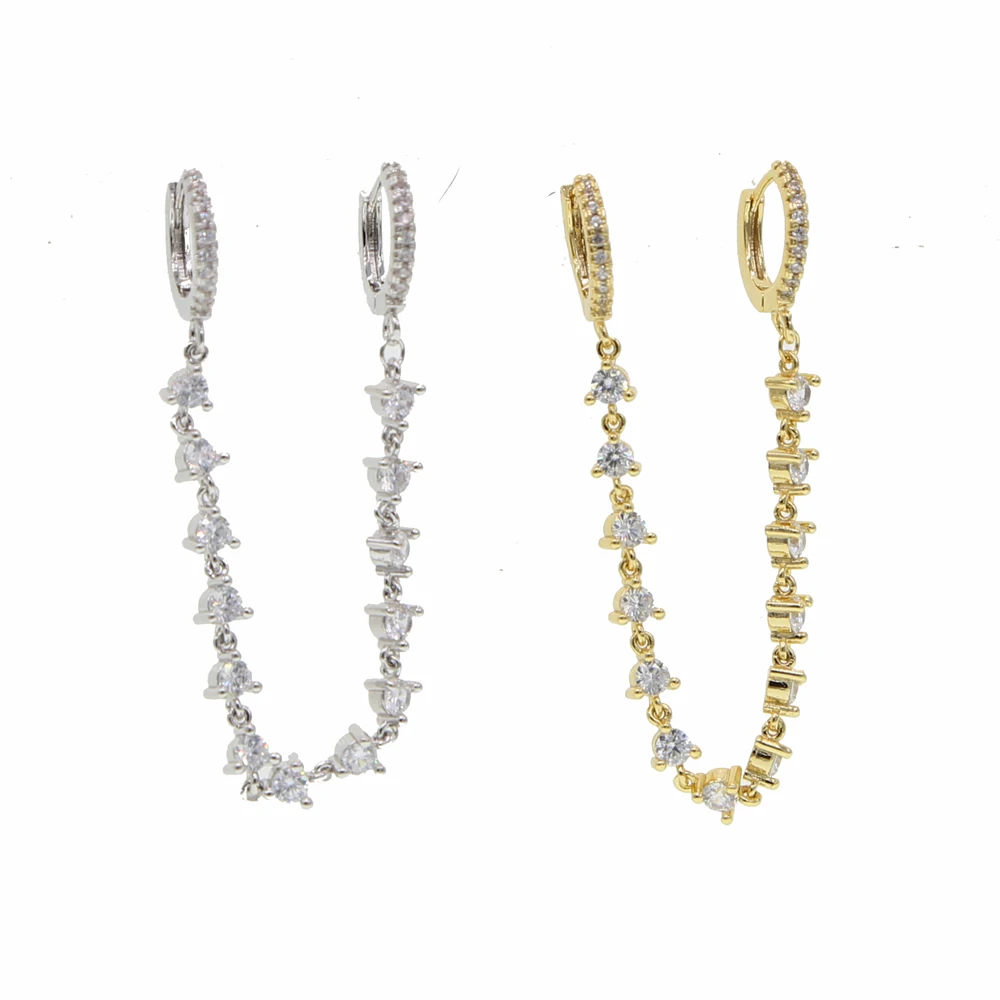 Круглые Серьги-багетты с фианитами 2 цвета | Украшения и аксессуары