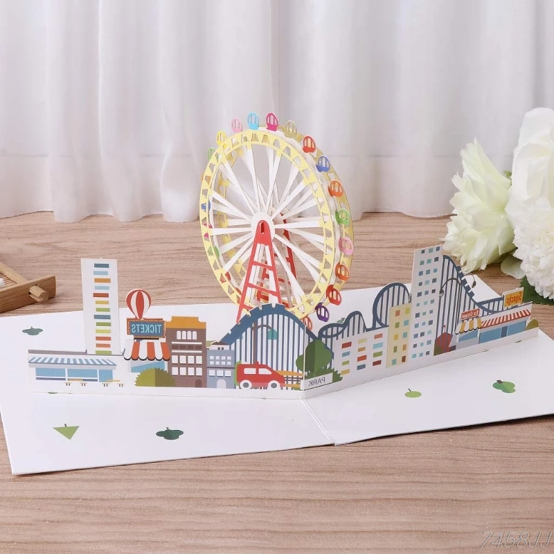 38 Styles Floats 3D Pop Up Ferris Wheel Cake Star Moon Ice Castle Greeting Card Valentine Christmas Envelope Birthday Invitation | Дом и сад