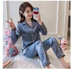 Шелковые атласные пижамы для женщин, пижамный комплект с длинным рукавом, одежда для сна, Женский комплект, Пижамный костюм, женский комплект из двух предметов, домашняя одежда