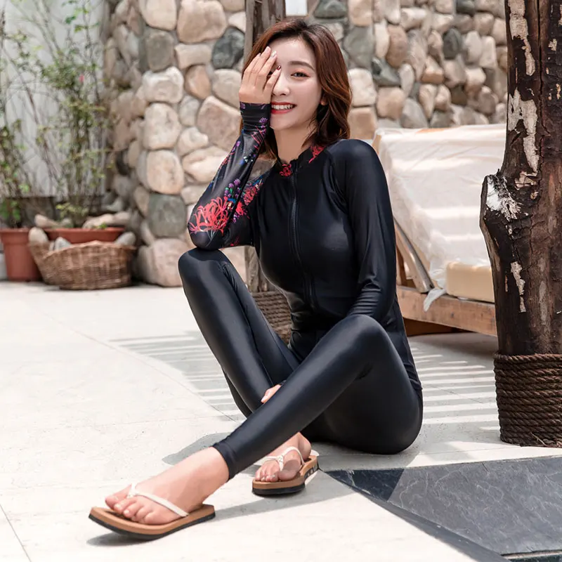 Женские 4 шт. с длинным рукавом УФ Защита от Солнца купальники на молнии Рашгард