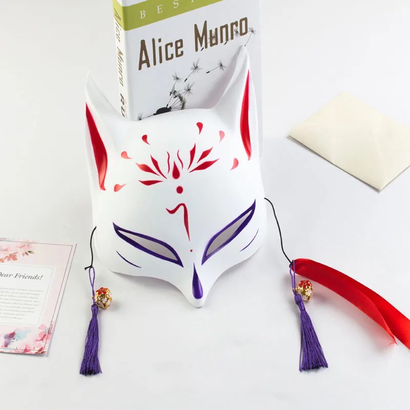 Маска лисы Японские Аниме косплей маски Kitsune Половина лица ПВХ маска фестиваль