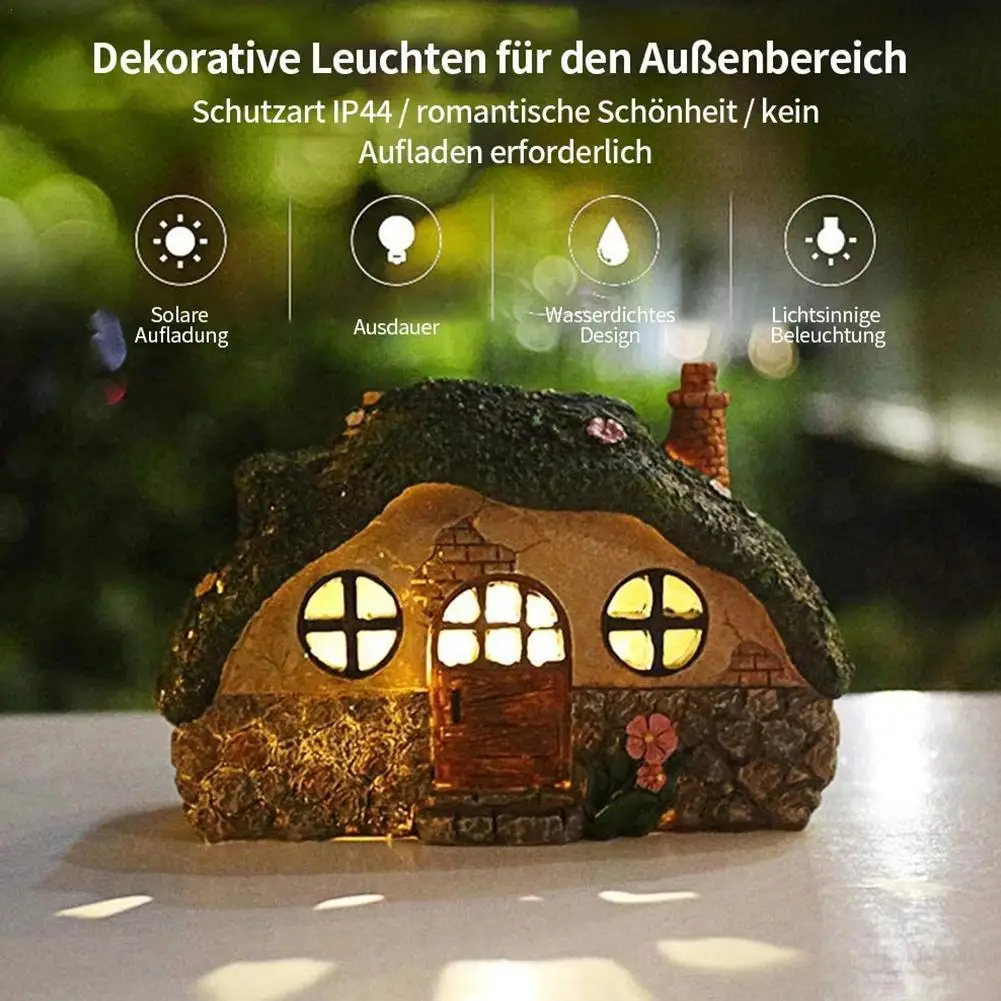 

Светодиодный солнечный полимерный дом модель Кукольный домик игрушки садовые украшения интерьера для детей Подарки для детей